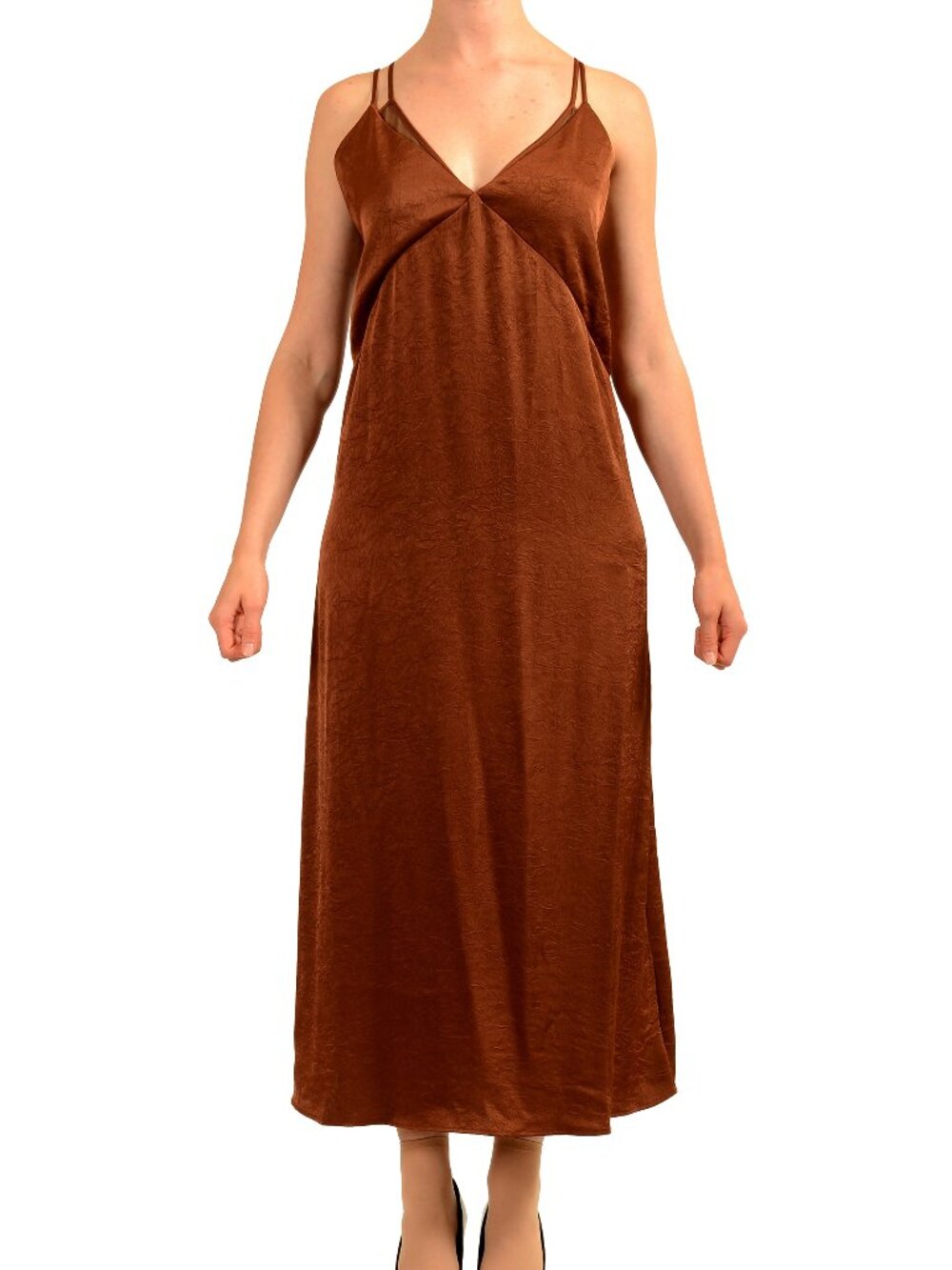 Hugo Boss Women's "C_Dexyness" Chocolate Brown Sundress Long Dress US 14 IT 50